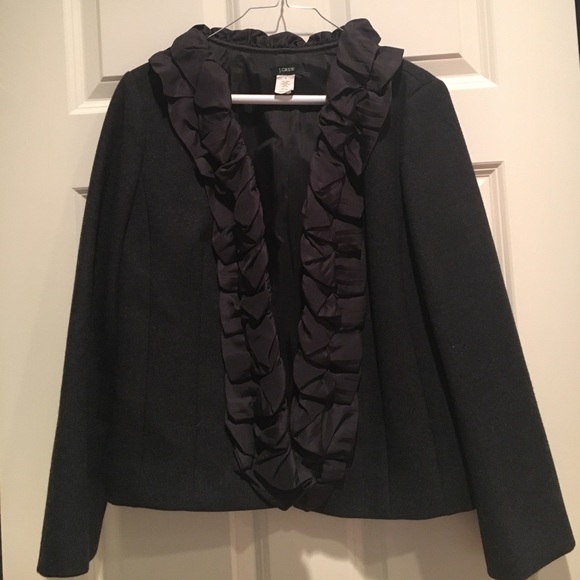 J Crew 100% wool blazer with ruffle - Picture 1 of 3